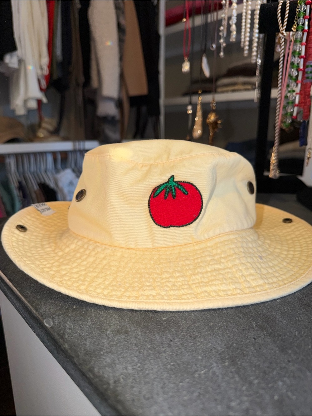 Boston’s PROJECT PAULIE Bucket Hat with Red Tomato Patch